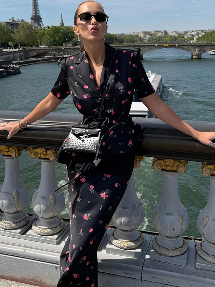 Romper Floral Print - Floral Blazer Coat Skirt Sets Women