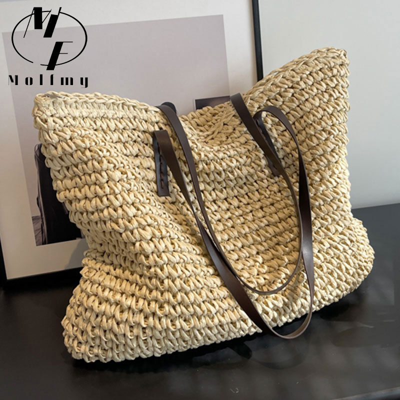 Crochet Bag Raffia - Straw Woven Tote Bags Casual Large