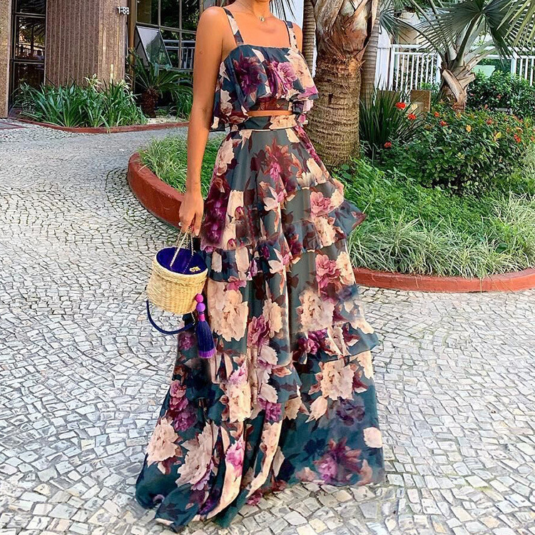 Women's Two Piece Outfits Flor - Romper Floral Print ulasan dan harga