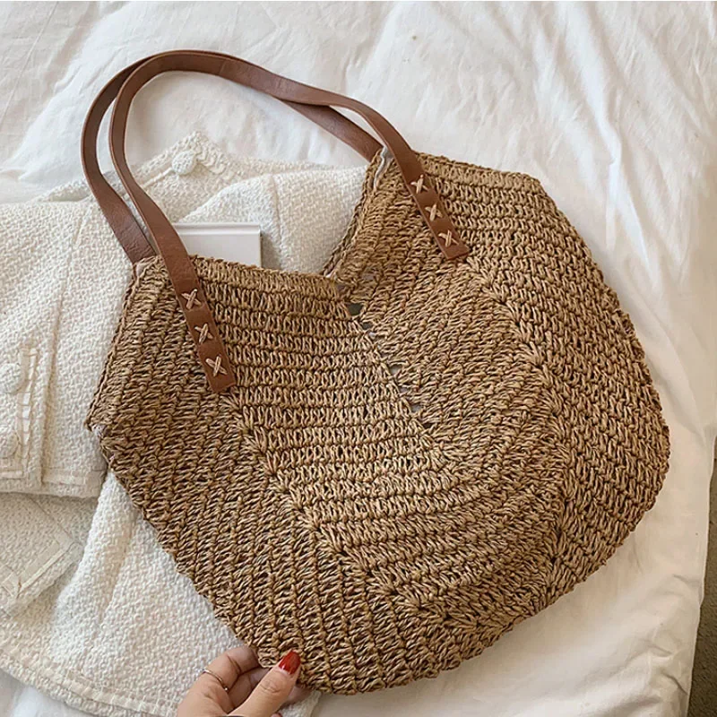 2026 Summer Handle Bag Hollow  - Crochet Bag Raffia ulasan dan harga