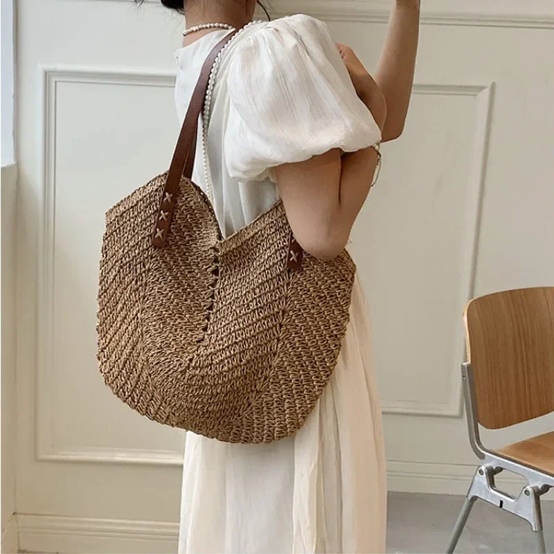 2026 Summer Handle Bag Hollow  - Crochet Bag Raffia ulasan dan harga