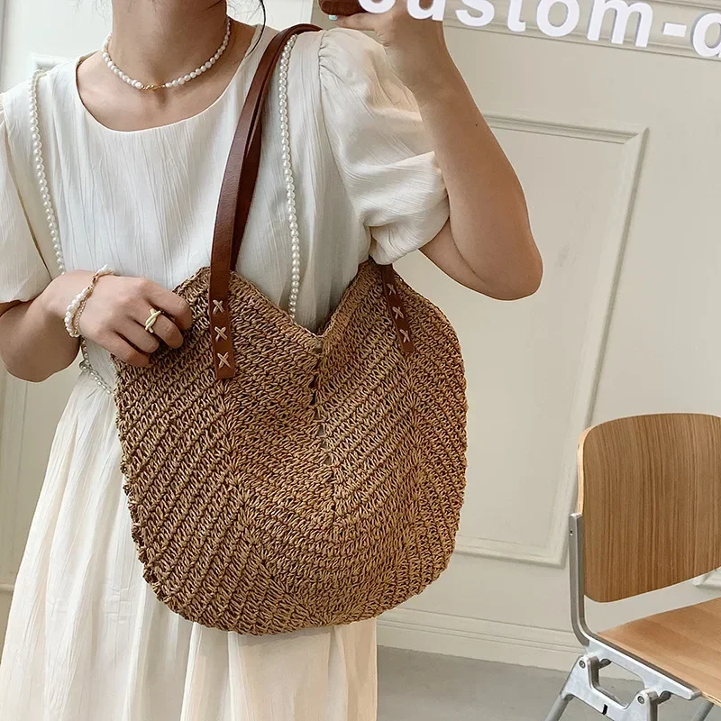 2026 Summer Handle Bag Hollow  - Crochet Bag Raffia ulasan dan harga