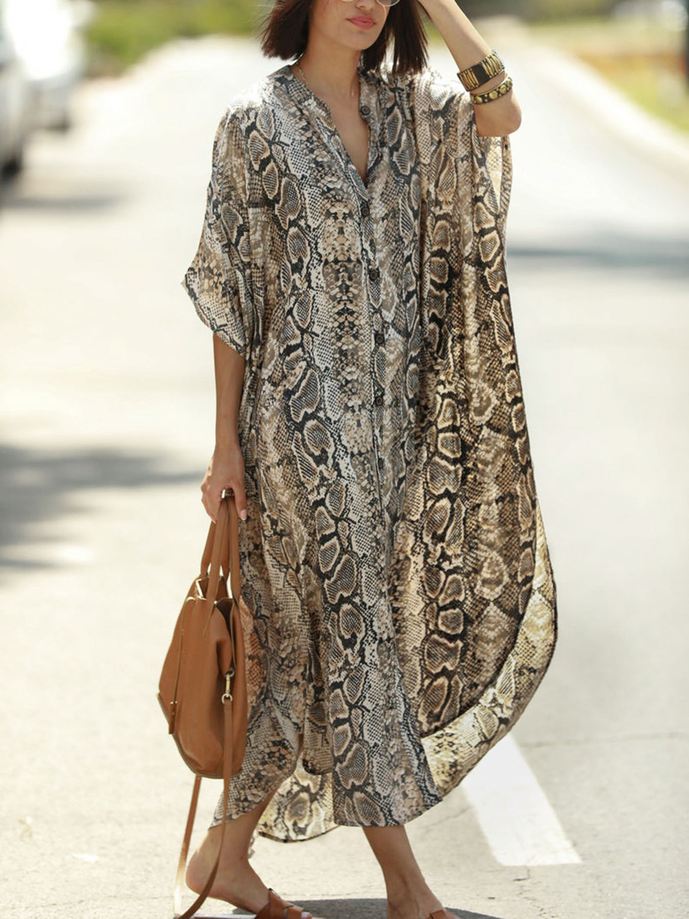 Bohemian Print Beach Cover-Up  - Cover Up Kaftan ulasan dan harga