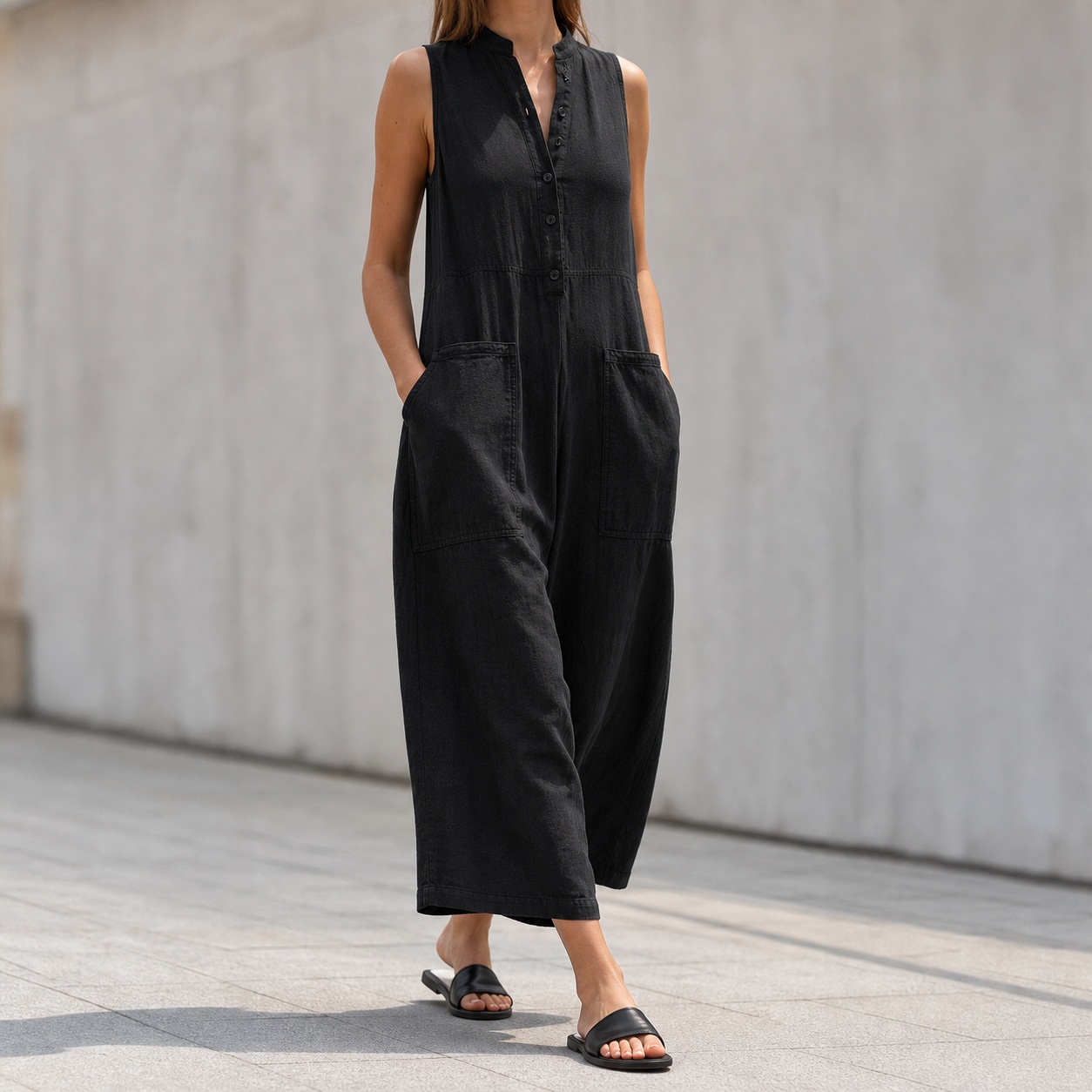 Women's And Woman Sleeveless M - Jumpsuit Linen Relaxed ulasan dan harga