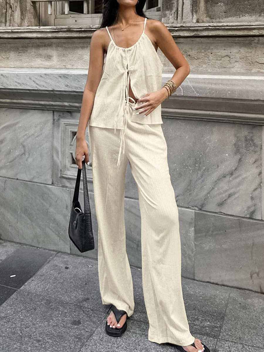 2026 Women Two Piece Set Women - Linen Pant Wide ulasan dan harga
