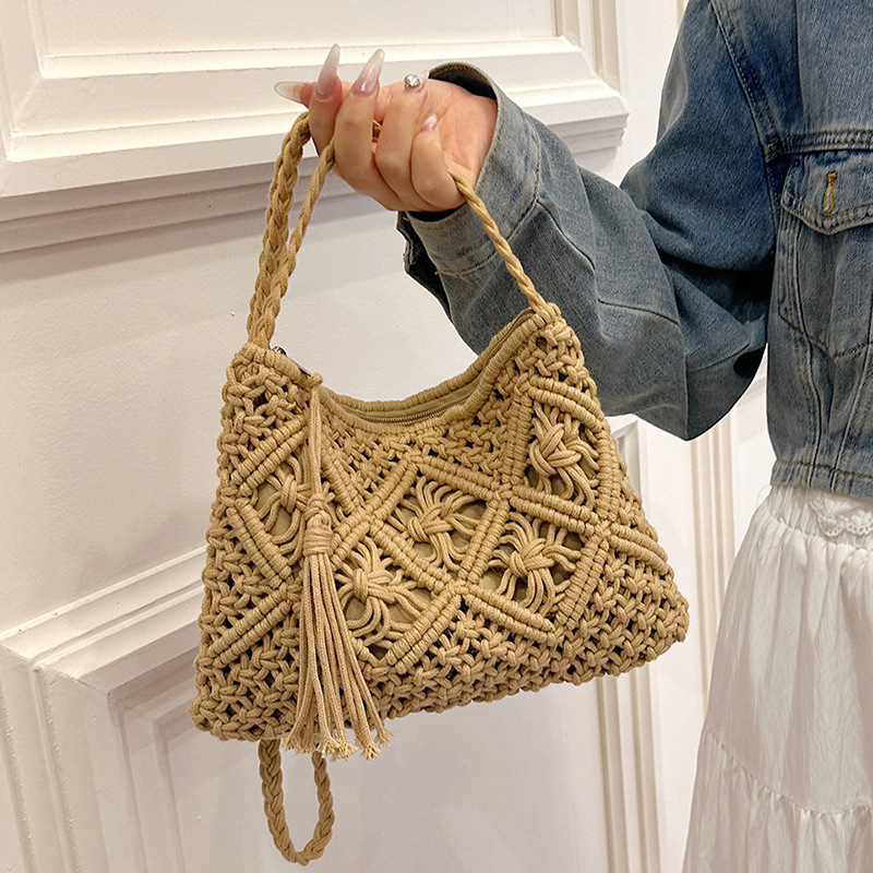 Fashion Woven Hollow Out Shoul - Crochet Bag Raffia ulasan dan harga