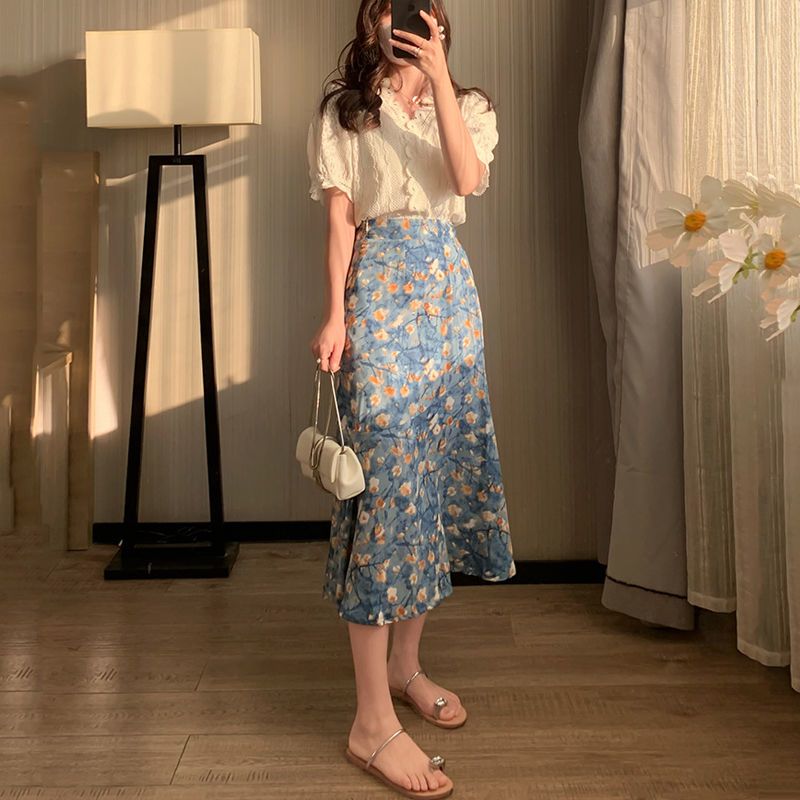 Women's Summer Two-Piece Set L - Midi Skirt Floral ulasan dan harga