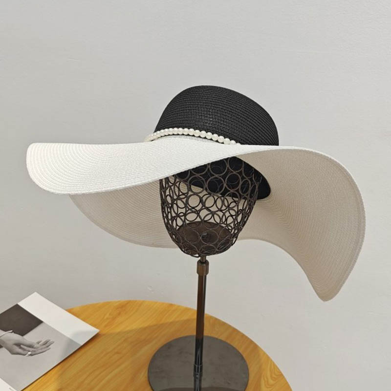 Two Tones Wide Brim Summer Hat - Hat Floppy Wide ulasan dan harga