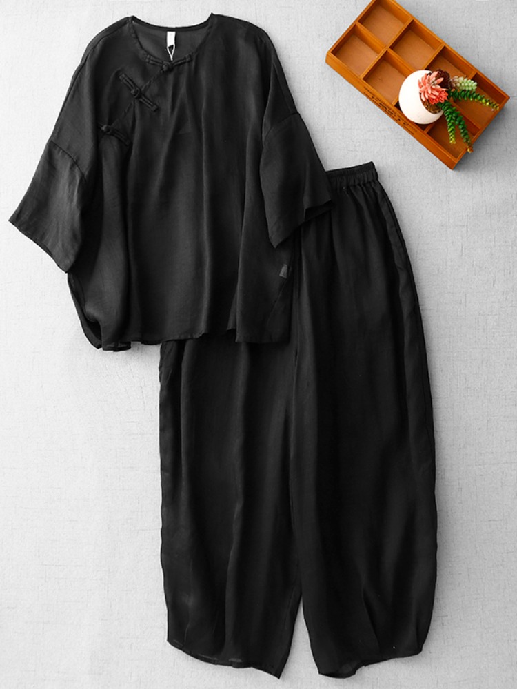 New Chinese Zen Style Women's  - Linen Pant Wide ulasan dan harga