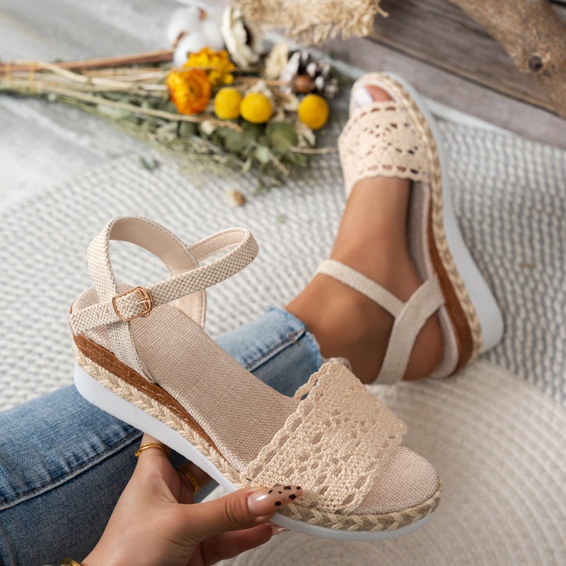 Women Lace Wedge Sandals Espad - Wedge Espadrille Women ulasan dan harga