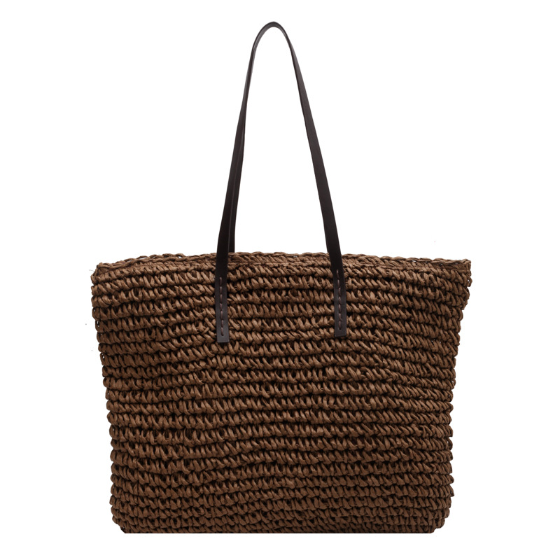 Straw Woven Tote Bags Casual L - Crochet Bag Raffia ulasan dan harga