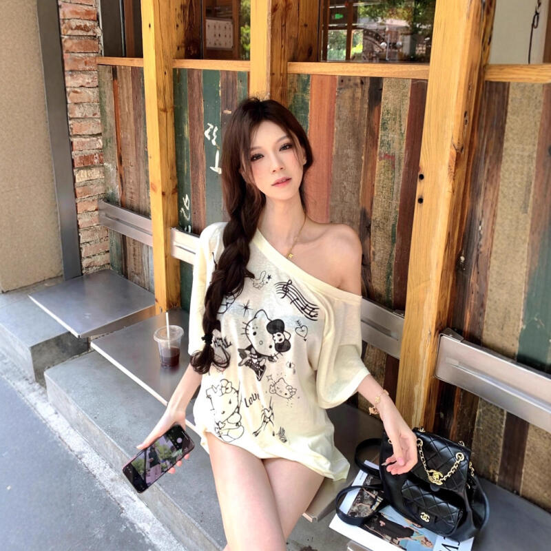 Sun Protection Blouse Hello Ki - Blouse Off Shoulder ulasan dan harga