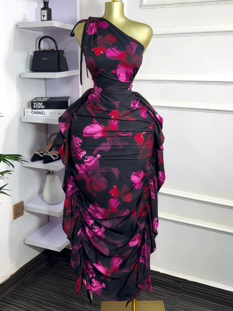 Women Floral Printed One Shoul - Midi Skirt Floral ulasan dan harga