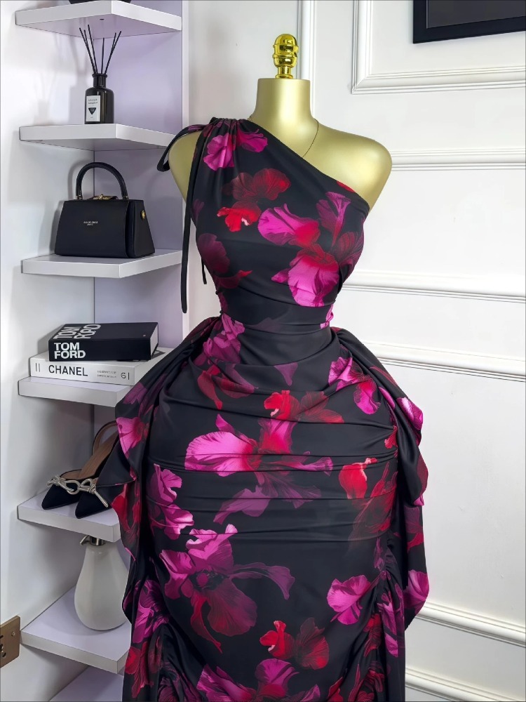 Women Floral Printed One Shoul - Midi Skirt Floral ulasan dan harga