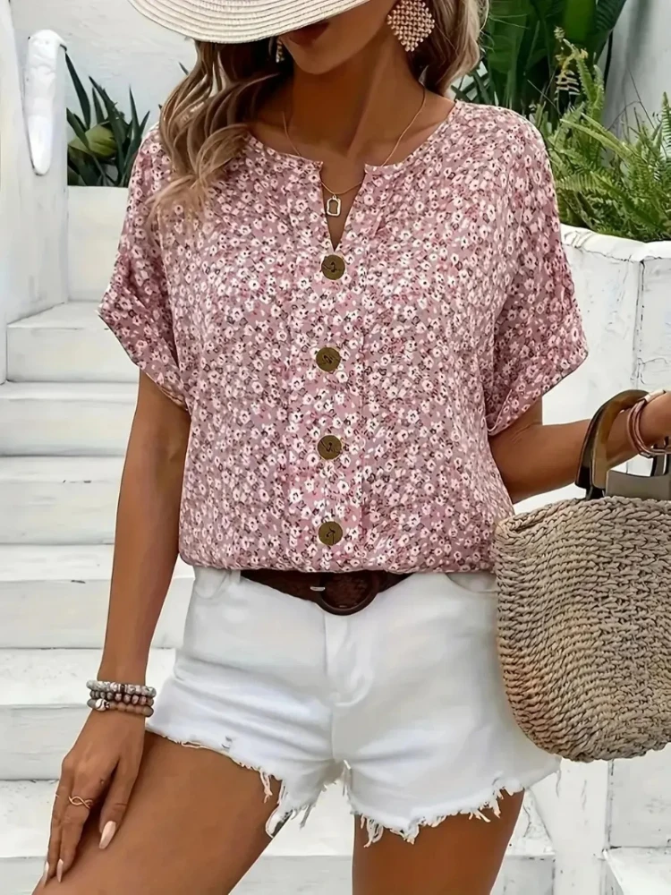 Plus Size Women's Shirts 2025  - Romper Floral Print ulasan dan harga
