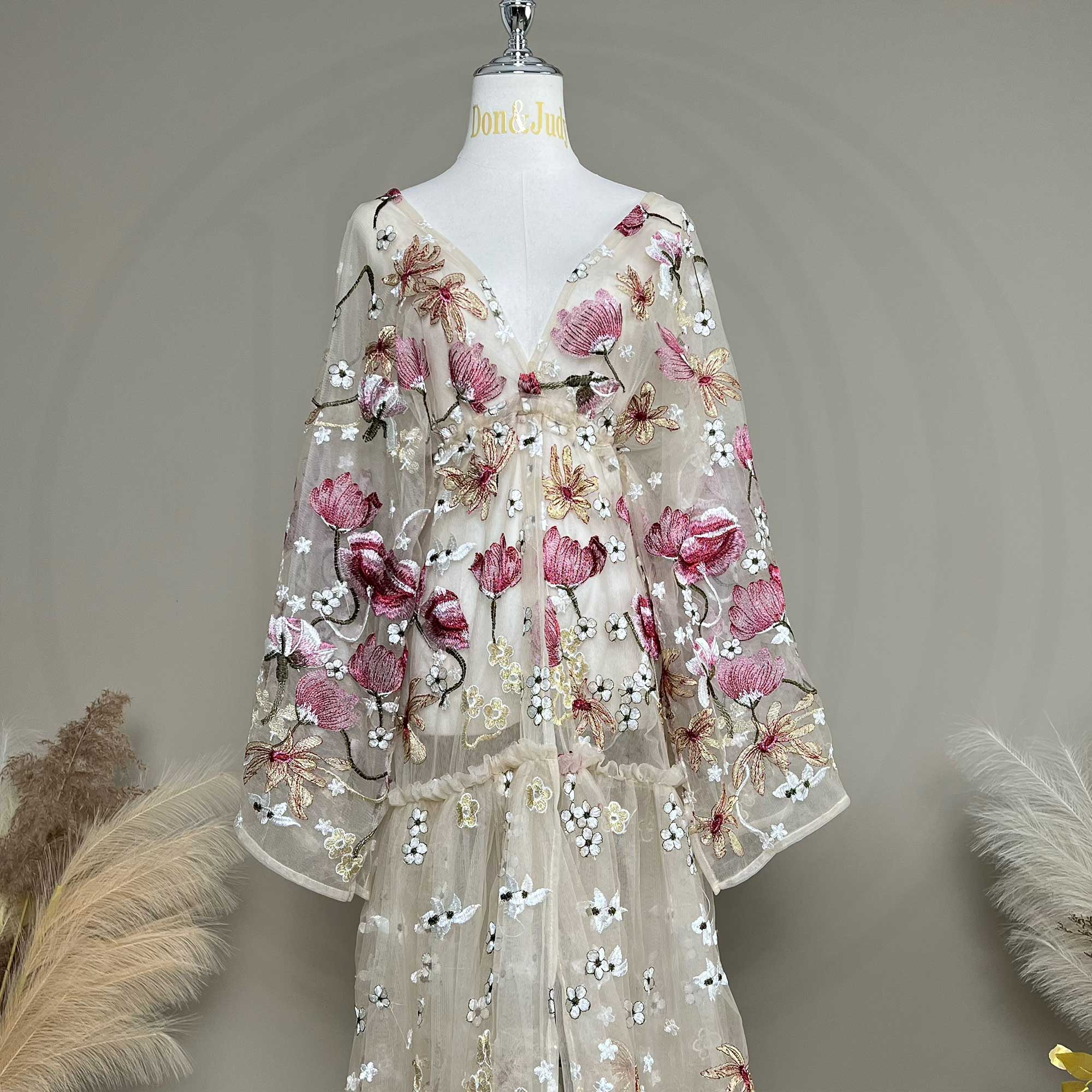 Don&Judy Butterfly Appliqués a - Kimono Sheer Floral ulasan dan harga