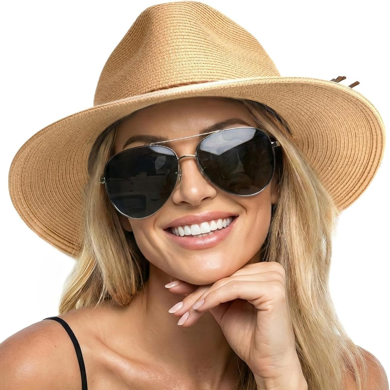 1pc Summer Straw Beach Sun Hat - Hat Floppy Wide ulasan dan harga