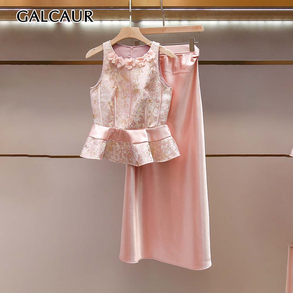 GALCAUR Solid Spliced Floral S - Midi Skirt Floral ulasan dan harga