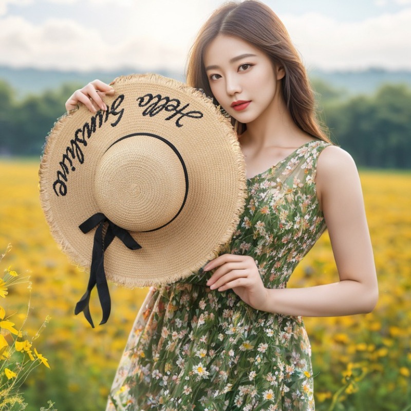 1pc Summer Floppy Beach Hats f - Hat Floppy Wide ulasan dan harga