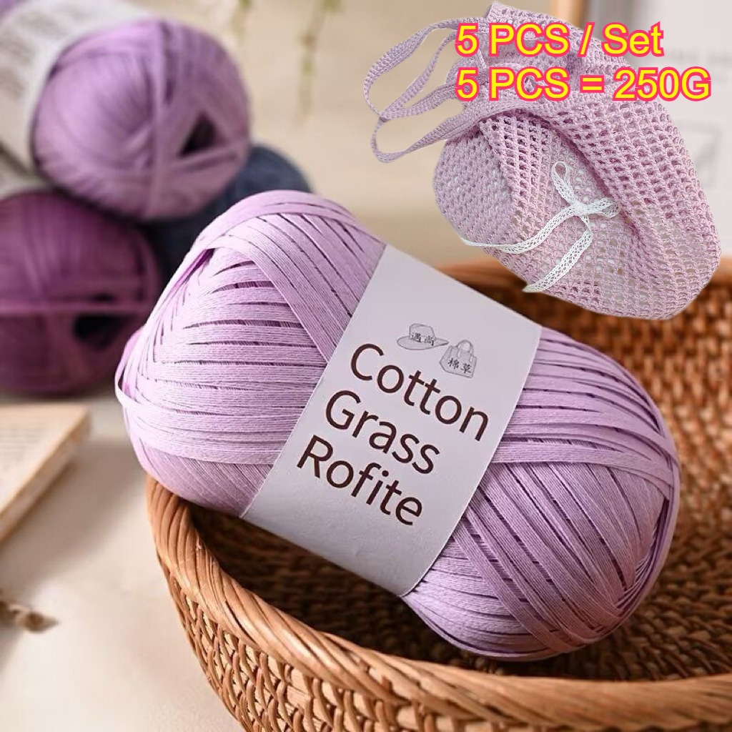 5PCS 250g Raffia Paper Rope Kn - Crochet Bag Raffia ulasan dan harga
