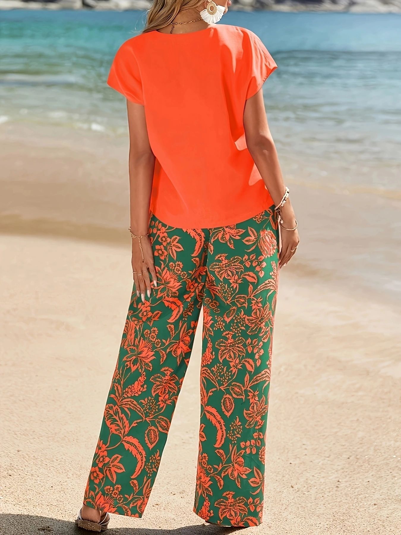 2026 Summer Women 2 Piece Outf - Romper Floral Print ulasan dan harga